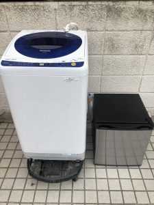 調布市で不用品回収した洗濯機と冷蔵庫
